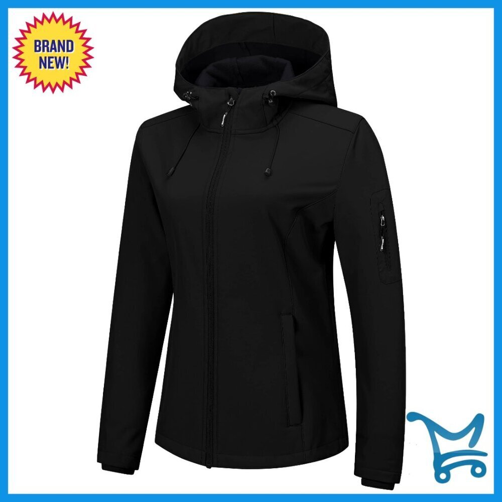 Women's Softshell Jacket Fleece Lined Waterproof Windbreaker Hooded Lightweight